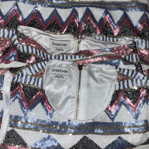 BEBE 2pcs Sequin multicolor crop-top and skirt - Picture 6 of 7